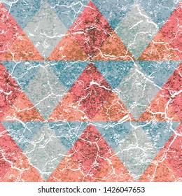 Grunge triangle vector seamless pattern.