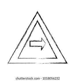 grunge triangle warning notices with turn right sign
