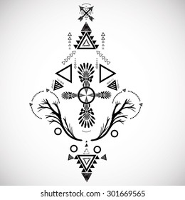 Grunge Tribal Tattoo Element. Aztec Style. Vector Illustration. 