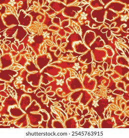 Grunge tropical hibiscus flores patchwork Fondo de pantalla abstracto Vector sin patrón para el vestido de verano camisa de tela traje de baño toalla de playa almohada mantel