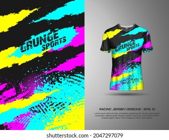 Grunge T-shirt designs sports texture abstract background for extreme jersey team, racing, cycling, football, gaming and sport livery.