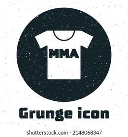 Grunge T-shirt with fight club MMA icon isolated on white background. Mixed martial arts. Monochrome vintage drawing. Vector
