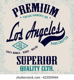 Grunge  t-shirt graphic design, grange print stamp, LA  wear typography emblem, Creative design, Vector