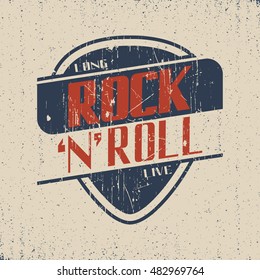 Grunge  t-shirt graphic design, grange print stamp "rock 'n' roll", creative design, Vector