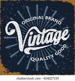 Grunge t-shirt graphic design, grunge print stamp "vintage", vector