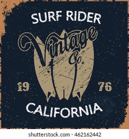 Grunge t-shirt graphic design, grunge print stamp "vintage", vector