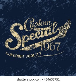 Grunge t-shirt graphic design, grunge print stamp, vector