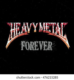 Grunge t-shirt graphic design, grunge print stamp "Heavy metal", vector