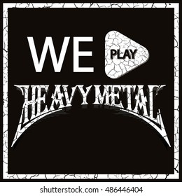 Grunge t-shirt graphic design, grunge print stamp "Heavy metal", vector