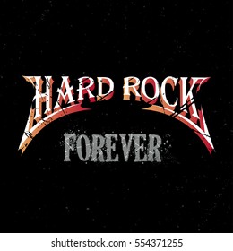 Grunge t-shirt graphic design, grunge print stamp "Hard rock", vector