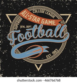 Grunge t-shirt graphic design,  vintage print stamp, Sports wear typography emblem, Vector