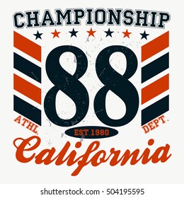 Grunge t-shirt graphic design, vintage print stamp, Sports wear typography emblem, Creative design, Vector