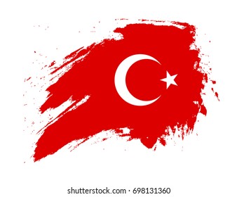 Grunge Turkey flag isolated on white background. Vector illustration.