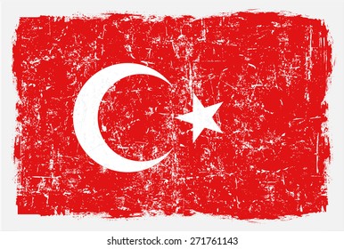 Grunge Turkey flag.Turkish flag with grunge texture.Vector template.