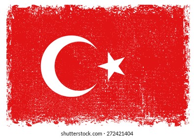 Grunge Turkey flag.Turkish flag with grunge texture.Vector template.