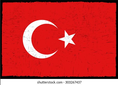 Grunge Turkey flag.Turkish flag with grunge texture.Vector template.