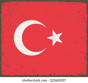 Grunge Turkey flag.Turkish flag with grunge texture.Vector illustration.