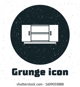 Grunge TV table stand icon isolated on white background.  Vector Illustration