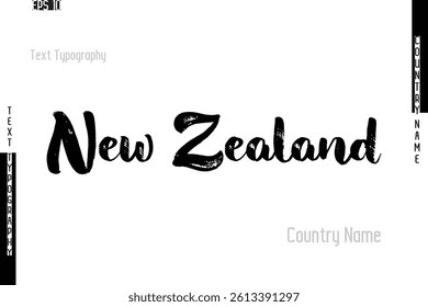 Grunge Typography Lettering Text Of Country Name New Zealand