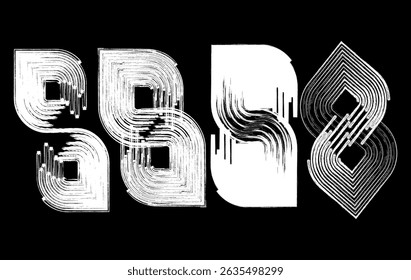 Grunge Typography S Repetition , Black and White Abstract Art