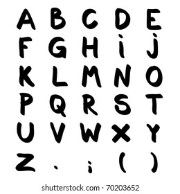 Grunge Typography in vector. Stencil, Painted letters and numbers.