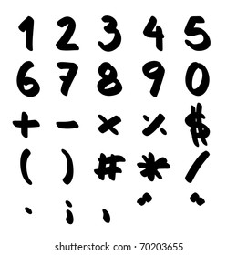 Grunge Typography in vector. Stencil, Painted letters and numbers.