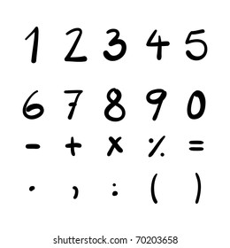 Grunge Typography in vector. Stencil, Painted letters and numbers.