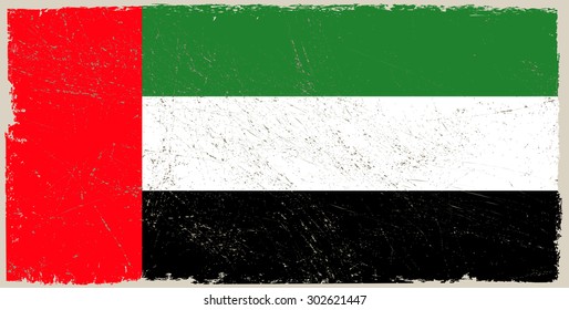 Grunge UAE flag.United Arab Emirates flag with grunge texture.Vector illustration.