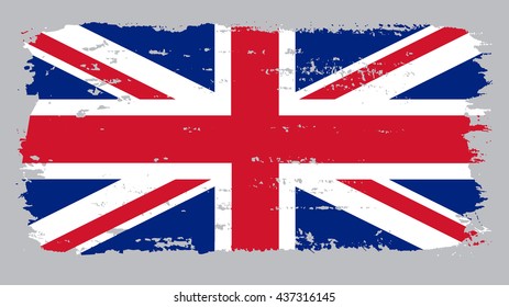 Grunge UK flag.Old British flag.Vector template. 