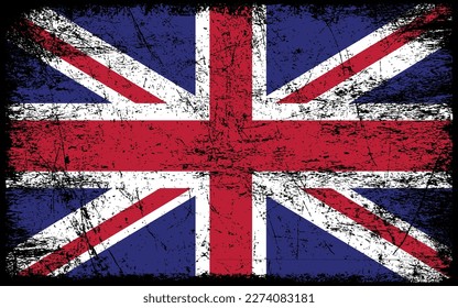 Grunge UK flag. Vector British flag.