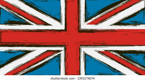 Grunge UK Flag.Old Vintage British Flag.