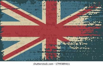 Grunge UK flag. Vintage United Kingdom flag grunge style. 