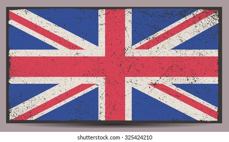 Grunge UK flag.British flag with grunge texture.Vector template. 