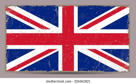 Grunge UK flag.British flag with grunge texture.Vector template. 