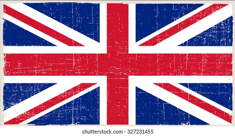 Grunge UK flag.British flag with grunge texture.Vector template. 