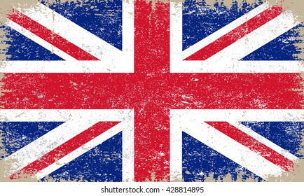 Grunge UK flag.British flag with grunge texture.Vector template. 