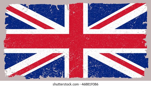 Grunge UK flag.British flag.Vector template. 