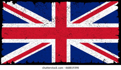 Grunge UK flag.British flag.Vector template. 