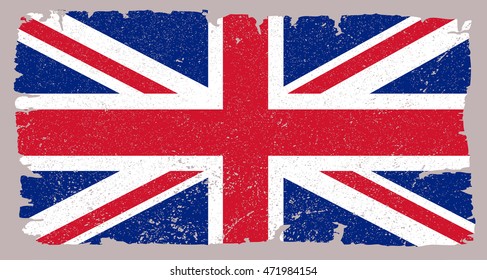 Grunge UK flag.British flag.Vector template. 