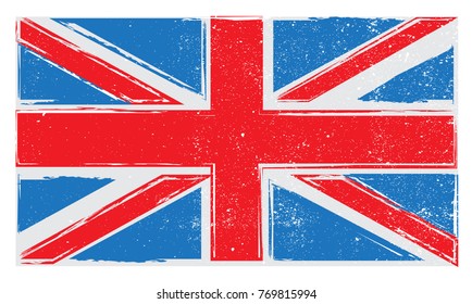 Grunge UK flag.British flag.Vector template. 