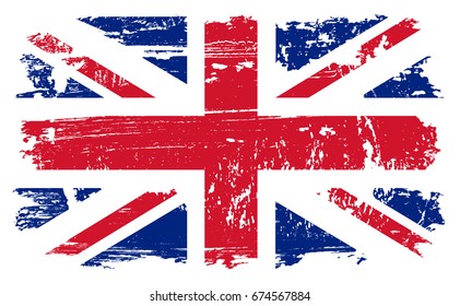 Bandera británica Grunge.Bandera británica vectorial.