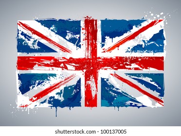 Grunge UK national flag. Vector illustration.