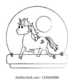 grunge unicorn with hairstyle and stars style in tha landscape