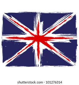 Grunge Union Jack flag over white background