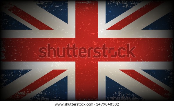 グランジユニオンジャック国旗 ビンテージイギリス国旗 のベクター画像素材 ロイヤリティフリー