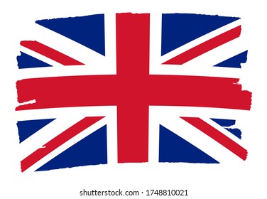 Bandera de Jack de la Unión Grunge.Bandera de pincel de trazo del Reino Unido.