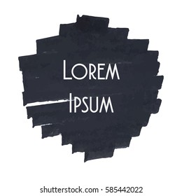 Grunge unique ink sketched shape for logotype, brand style, badge or emblem. Hand drawn textured vector elements with rough edges isolated on white background.