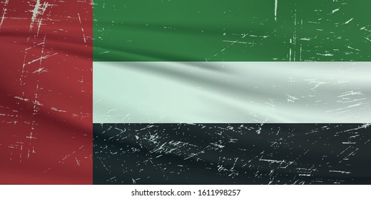 Grunge United Arab Emirates flag. United Arab Emirates flag with waving grunge texture. Vector background.