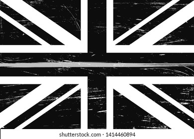 Grunge United Kingdom flag with a thin gray or silver - a sign to honor and respect British correctional officers, prison guards and jailers