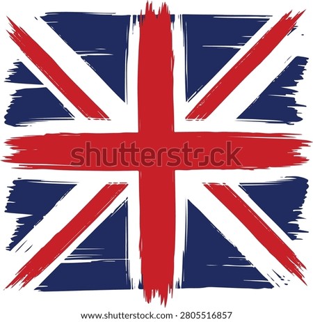 Grunge United Kingdom Flag Vector Illustration - Artistic Paint Brush Stroke UK Union Jack National Symbol